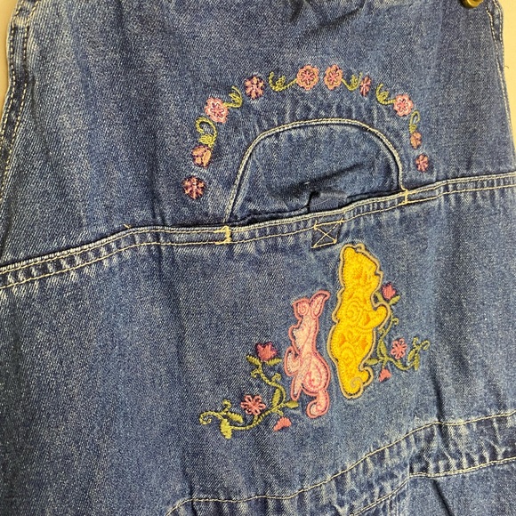 VINTAGE 90s Disney Catalog Pooh Denim Bib Overalls / Embroidered / XL - Picture 4 of 6